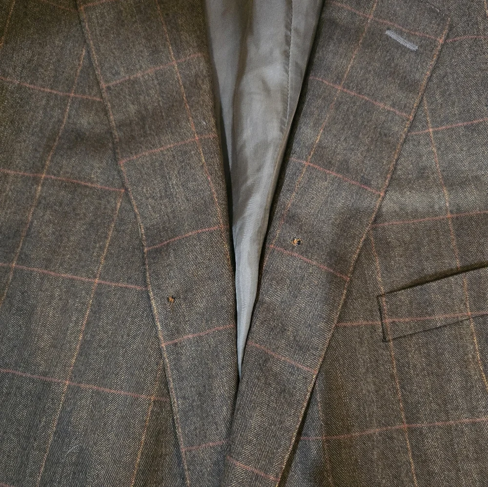 Ermenegildo Zegna Trofeo Brown Plaid Blazer Suit Jacket Wool 58L $1500 Retail